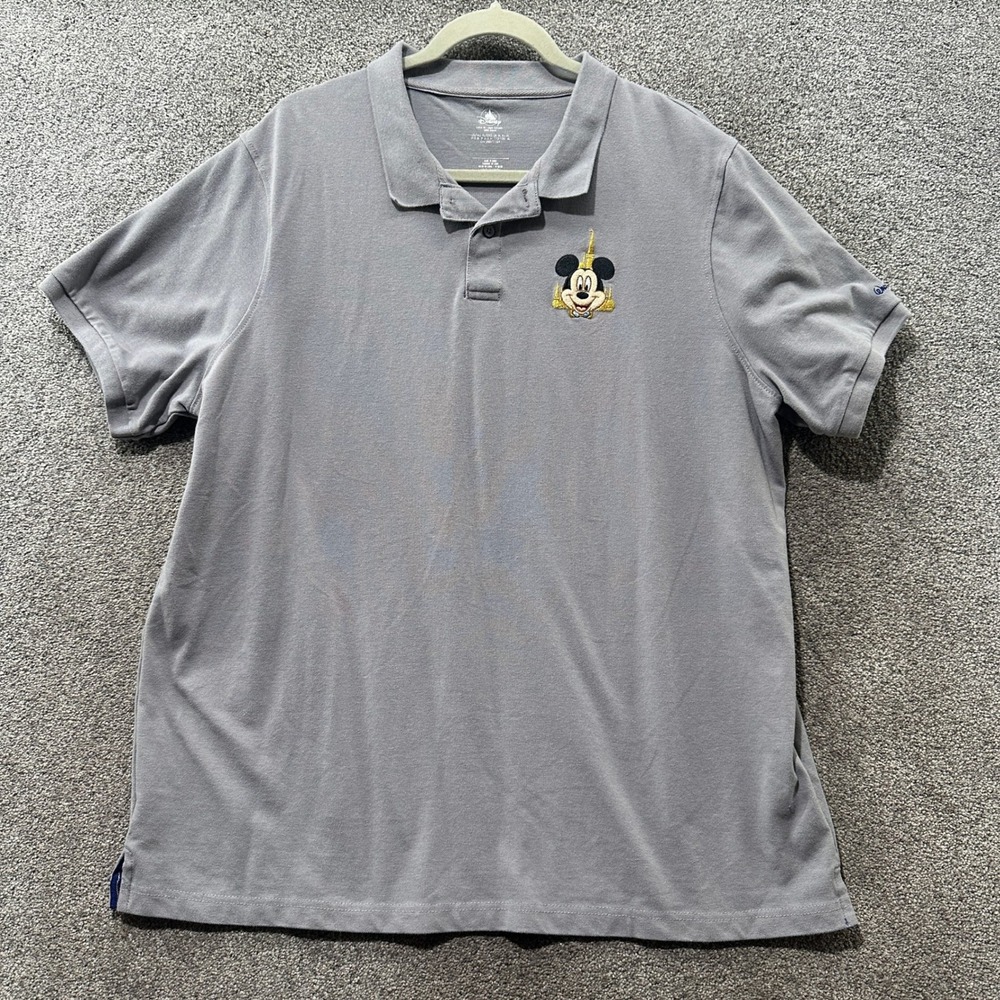 Disney Polo Shirt Men XL Gray Mickey Mouse WDW 50th Anniversary Classic Fit